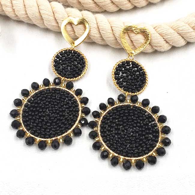  Handmade Light Earrings in Black and Gold