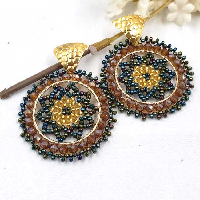 Green and Brown Handmade Light Earrings