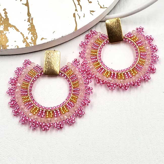 Handmade Light Earrings in Fuchsia with Gold-filled Closure