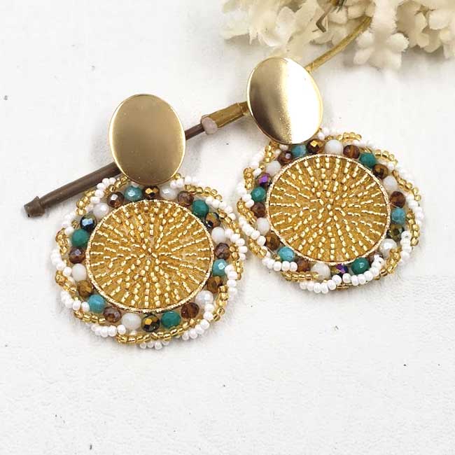Handmade Light Earrings Sun Form Gold-filled Circles