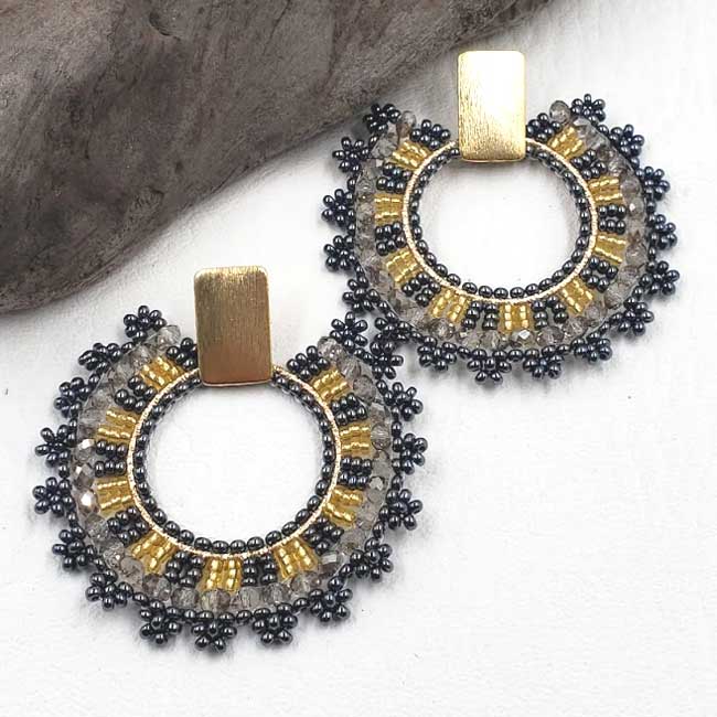 Handmade Light Earrings in Grey with Gold-filled Closure