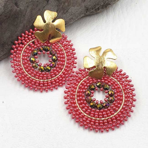 Handmade Light Earrings in Soft Red