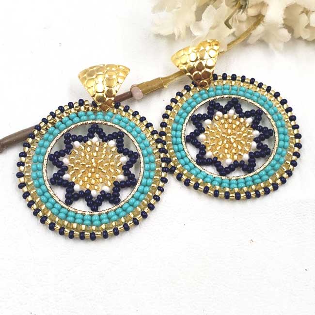 Turquoise and Gold Light Earrings