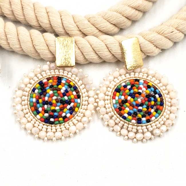 Handmade Light Multicolor and White Earrings