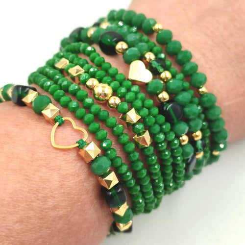 Emerald Green Czech Crystal Bracelets Set