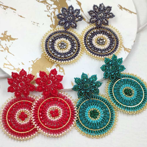 Flower Handwoven Dangle Earrings