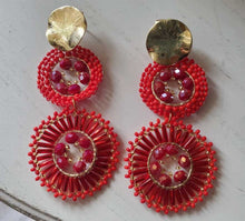 Load image into Gallery viewer, Boho Chic Handwoven Earrings in red
