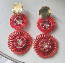 Load image into Gallery viewer, Boho Chic Handwoven Earrings in red
