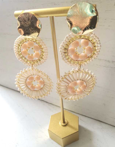 Boho Chic Handwoven Earrings - Beige