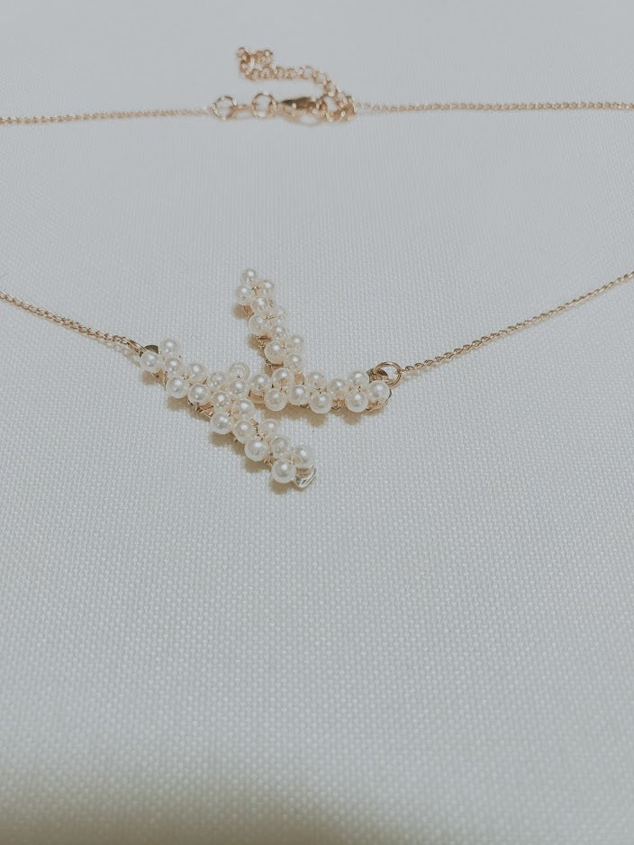 Water Pearls and Gold-filled Initial Letter Necklace