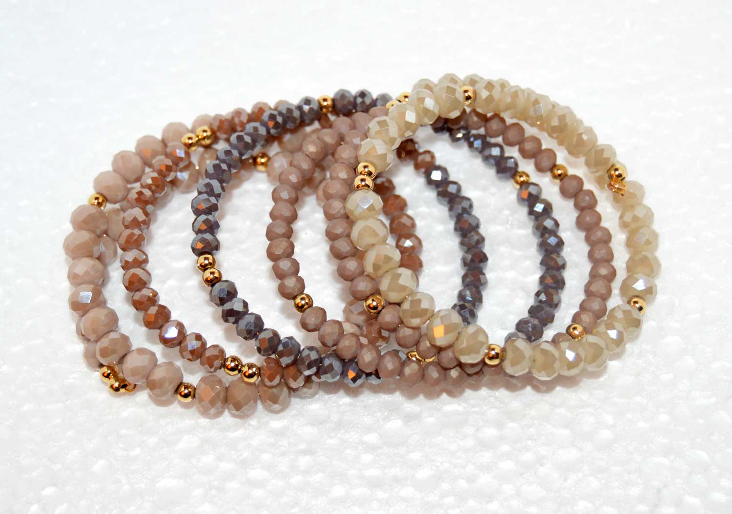 Cream and Rose Czech Crystal Boho Chic Bracelet