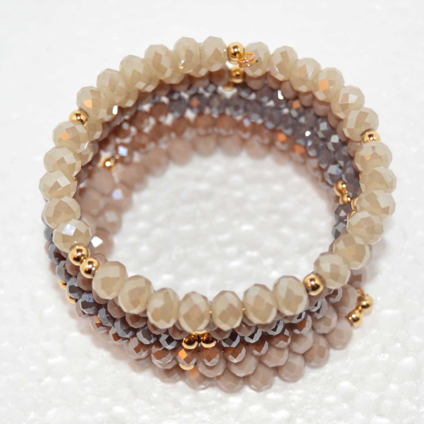 Cream and Rose Czech Crystal Boho Chic Bracelet