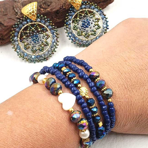 Light Blue Earrings and Five Bracelets Set