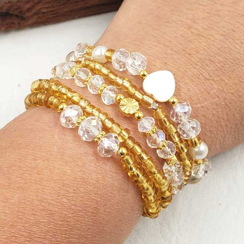 Czech Crystal Golden Tones Bracelets Set