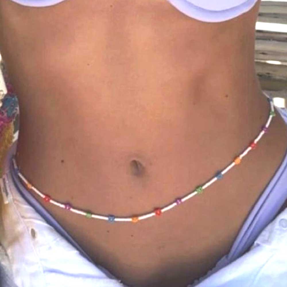 Belly Chain Charm Waist Beads and Wrap Around Bracelet next to belly button sexy picture