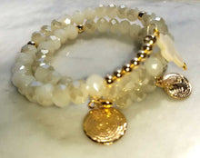 Load image into Gallery viewer, Memory Wire Rosary Crystal Blond Flare Beads Bracelet
