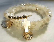 Load image into Gallery viewer, Memory Wire Rosary Crystal Blond Flare Beads Bracelet
